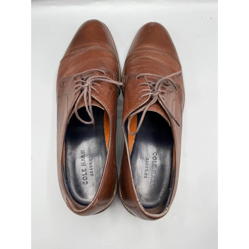 Cole Haan Dress Shoes GRAND.OS Size 13 M‎ Brown Cap Toe Oxford Formal Lace-Up